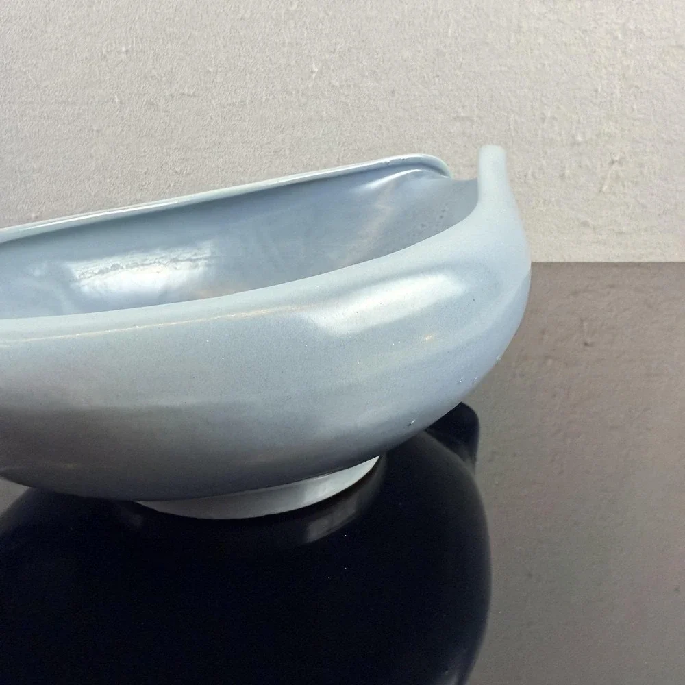 Frankoma 214 Freeform Console Bowl Sky Blue MCM Centerpiece 12